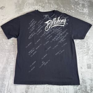 Y2K Billabong Graphic T Shirt Mens XL Black Surf Skate Logo Tee Streetwear
